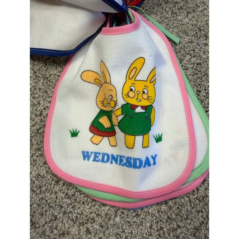 Days of the Week Bib Set Kids OS Multi Fair Vintage Style Animal 7pk